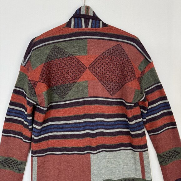 Peruvian Connection Salone Tribal Print Wool Alpaca Knit Coat Cardigan X-Small - Picture 7 of 11